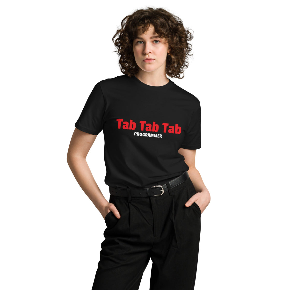 Image of the Premium Tab Tab Tab Programmer T-Shirt (unisex).