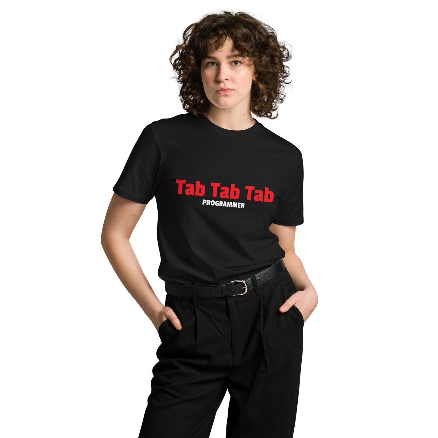 Image of the Premium Tab Tab Tab Programmer T-Shirt (unisex).