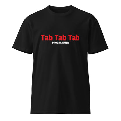 Image of the Premium Tab Tab Tab Programmer T-Shirt (unisex) Black / M.