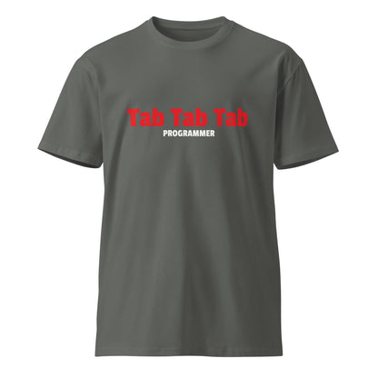 Image of the Premium Tab Tab Tab Programmer T-Shirt (unisex) Charcoal / M.