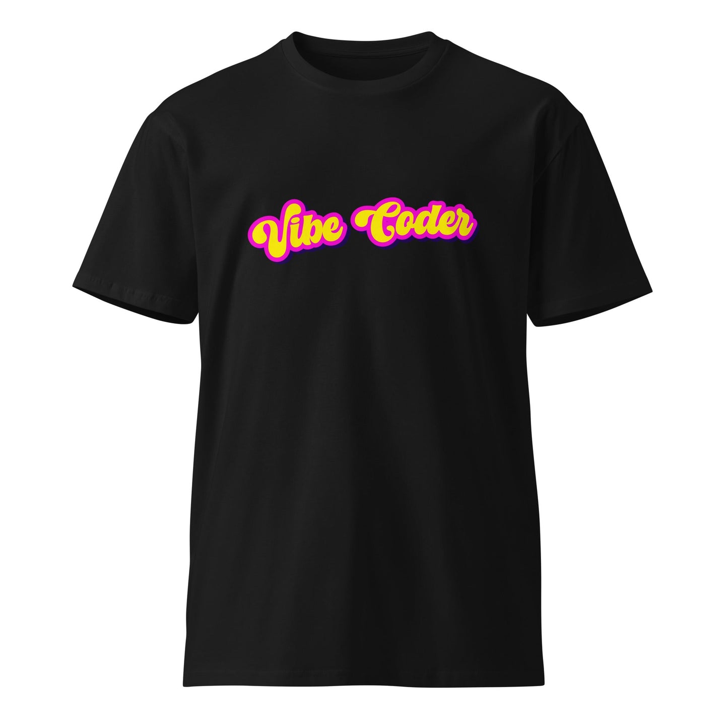Product mockup photo of the Premium Vibe Coder T Shirt (unisex) Black / M.