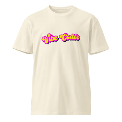 Product mockup photo of the Premium Vibe Coder T Shirt (unisex) Natural / M.