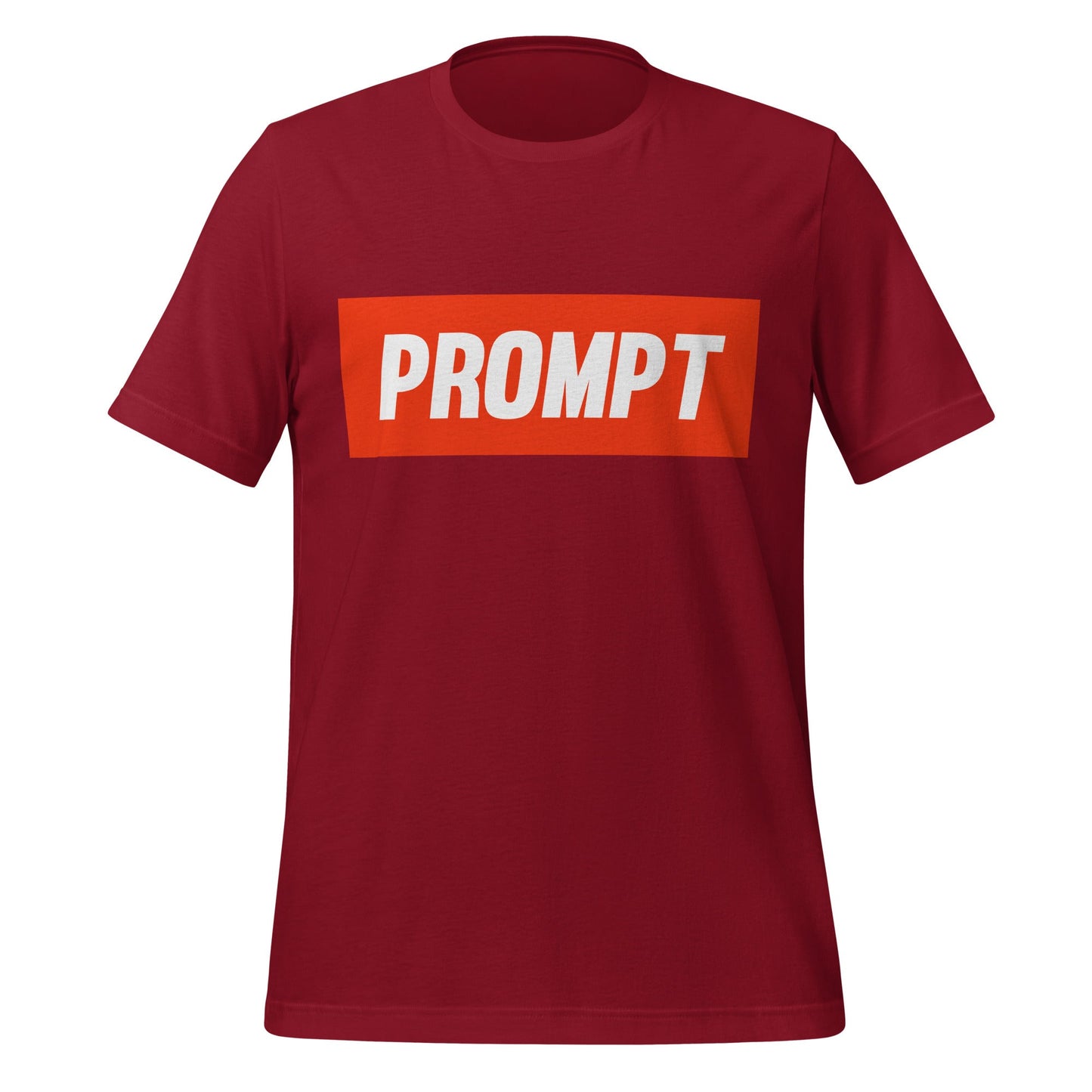 Product mockup photo of the PROMPT T Shirt (unisex) Cardinal / M.
