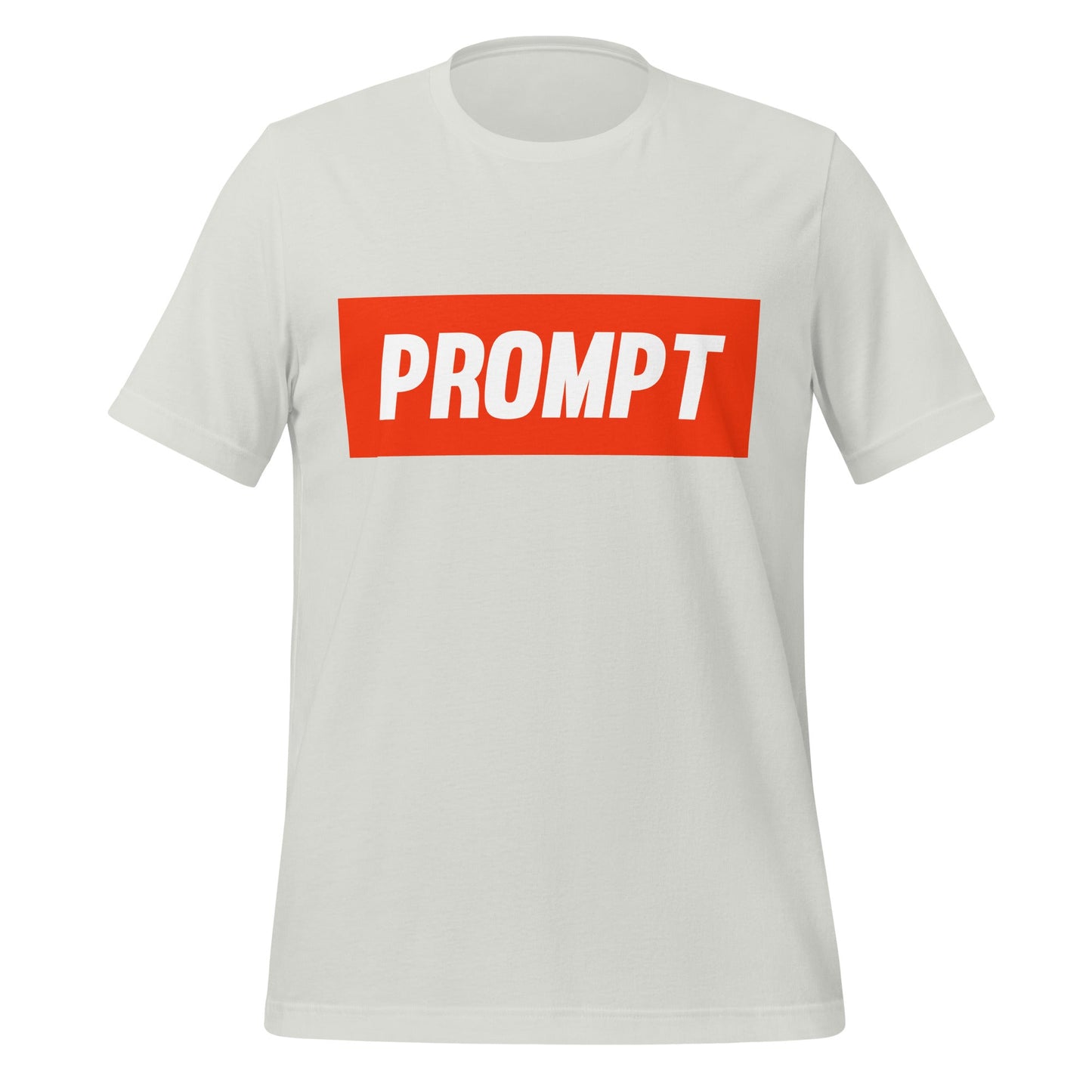 Product mockup photo of the PROMPT T Shirt (unisex) Silver / M.