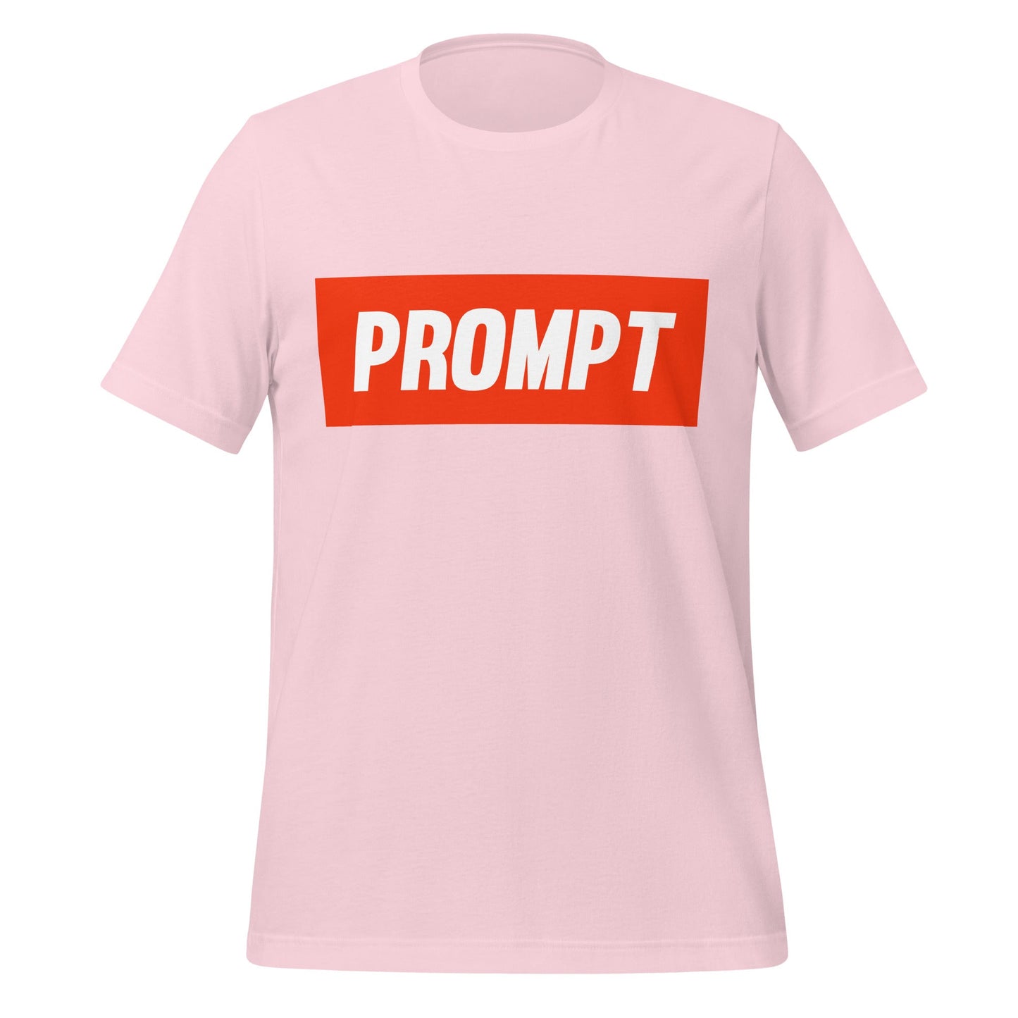 Product mockup photo of the PROMPT T Shirt (unisex) Soft Pink / M.