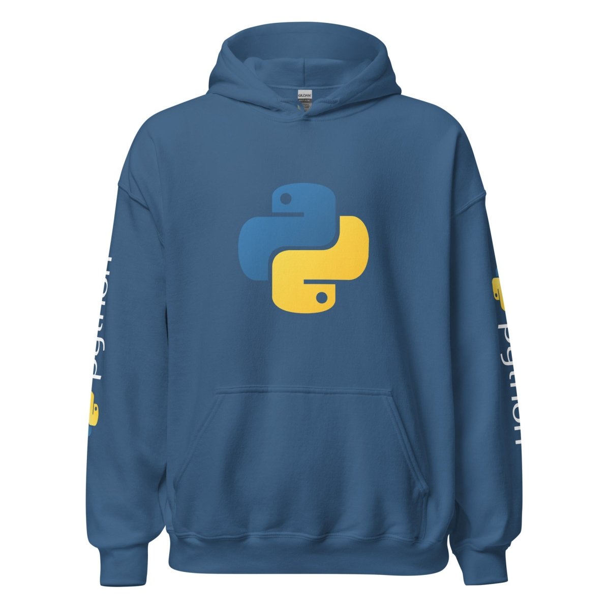 Image of the Python Icon and Logos Hoodie (unisex) Indigo Blue / M.