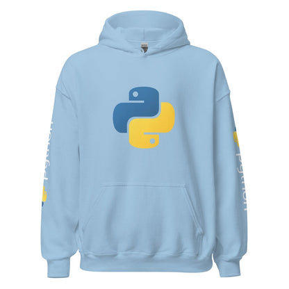 Image of the Python Icon and Logos Hoodie (unisex) Light Blue / M.