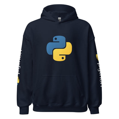 Image of the Python Icon and Logos Hoodie (unisex) Navy / M.
