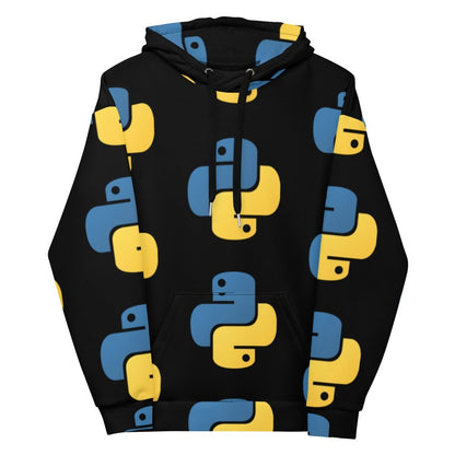 Image of the Python Icon Hoodie (unisex) M / Black/Blue/Yellow.