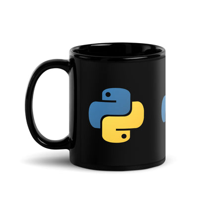 Image of the Python Icons Black Glossy Mug.