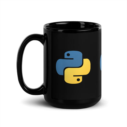 Image of the Python Icons Black Glossy Mug.