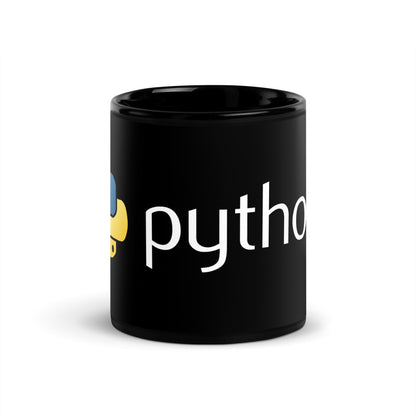 Image of the Python Logo Black Glossy Mug 11 oz.