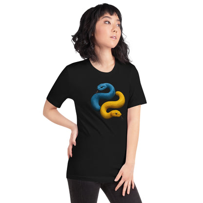 Product mockup photo of the Python Snakes T Shirt (unisex).