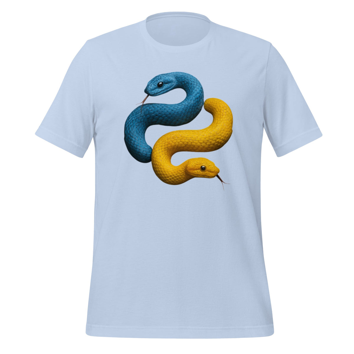Product mockup photo of the Python Snakes T Shirt (unisex) Baby Blue / M.