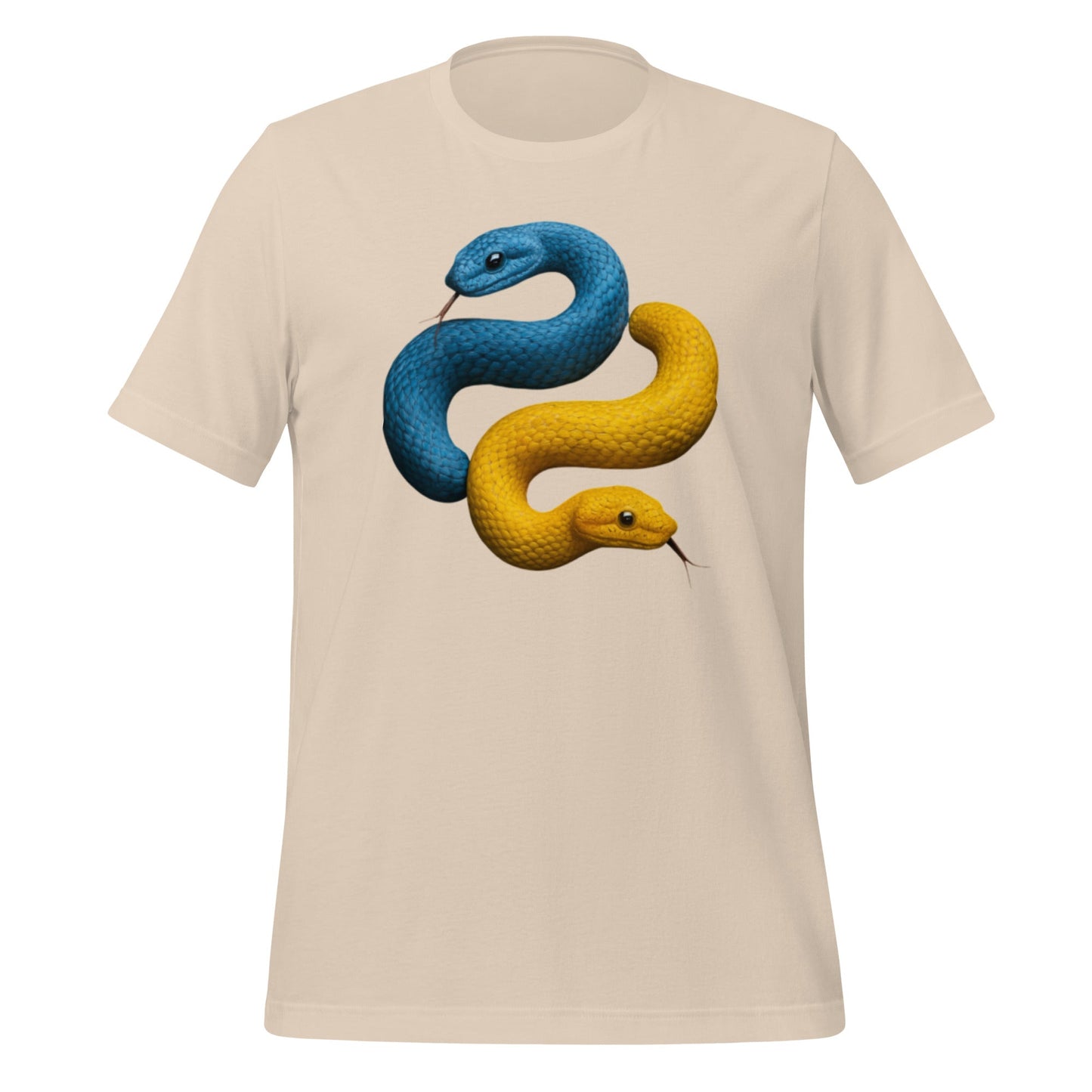 Product mockup photo of the Python Snakes T Shirt (unisex) Soft Cream / M.