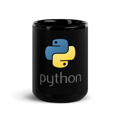 Image of the Python Stacked Logo Black Glossy Mug 15 oz.
