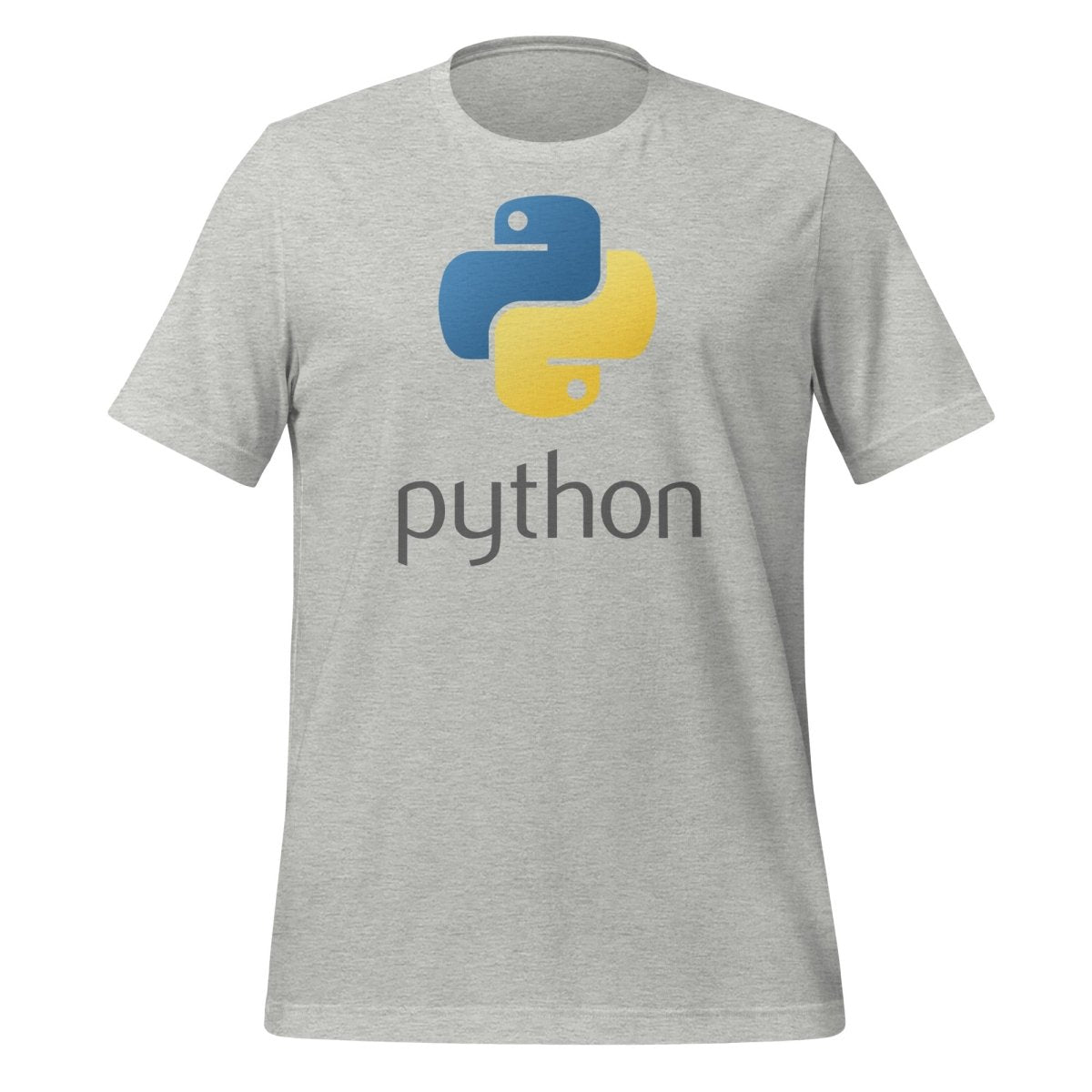 Product mockup photo of the Python Stacked Logo T Shirt (unisex) Athletic Heather / M.