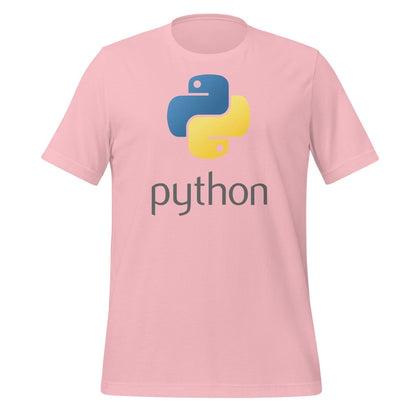 Product mockup photo of the Python Stacked Logo T Shirt (unisex) Pink / M.