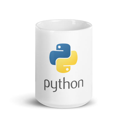 Image of the Python Stacked Logo White Glossy Mug 15 oz.