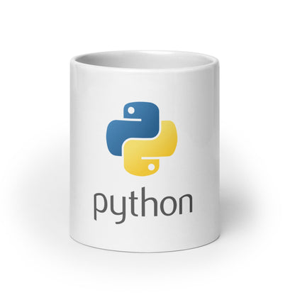 Image of the Python Stacked Logo White Glossy Mug 20 oz.