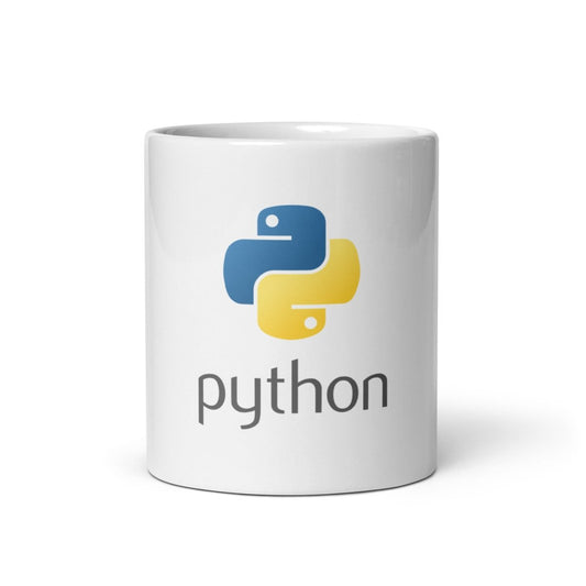 Python Stacked Logo White Glossy Mug - AI Store