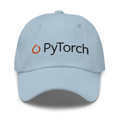 Image of the PyTorch Black Logo Cap Light Blue.