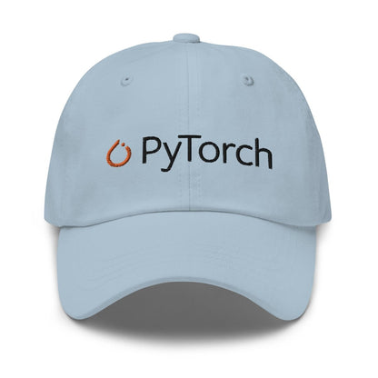 Image of the PyTorch Black Logo Cap Light Blue.