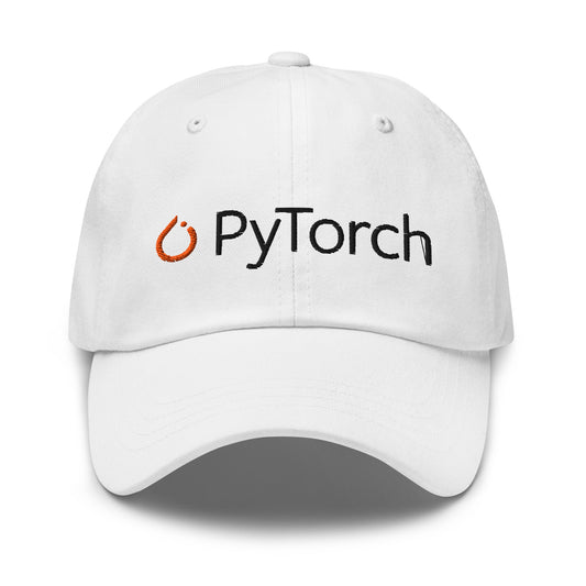 Image of the PyTorch Black Logo Cap White.