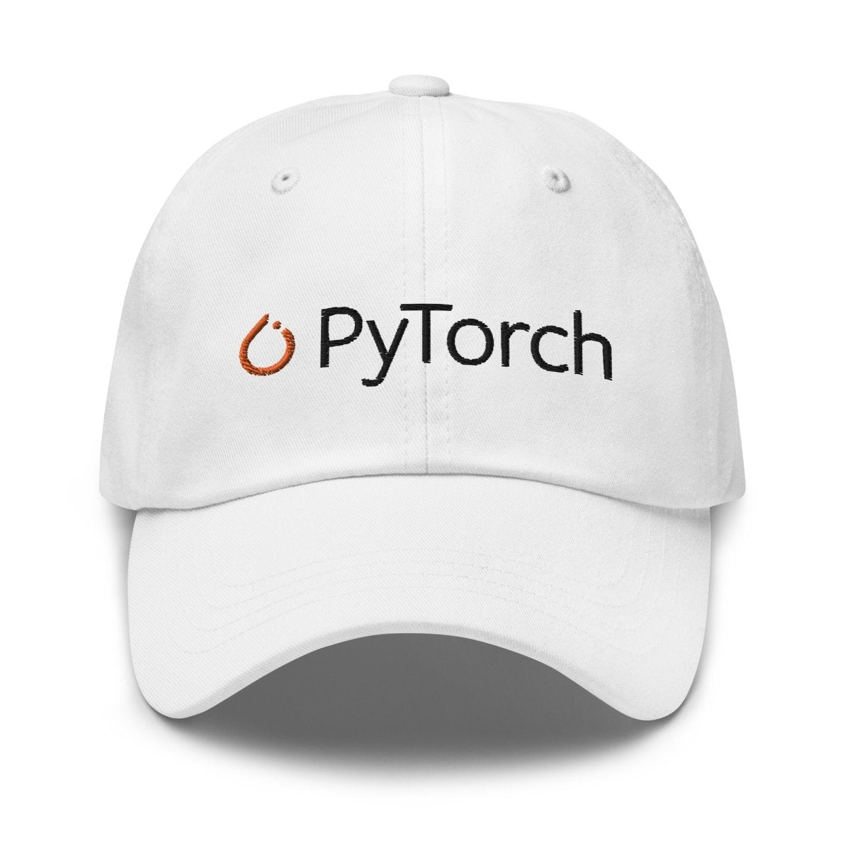 Image of the PyTorch Black Logo Cap White.