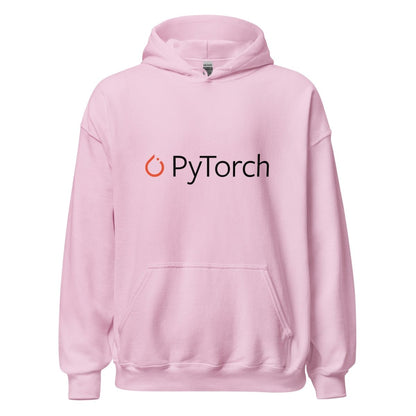 Product mockup photo of the PyTorch Black Logo Hoodie (unisex) Light Pink / M.