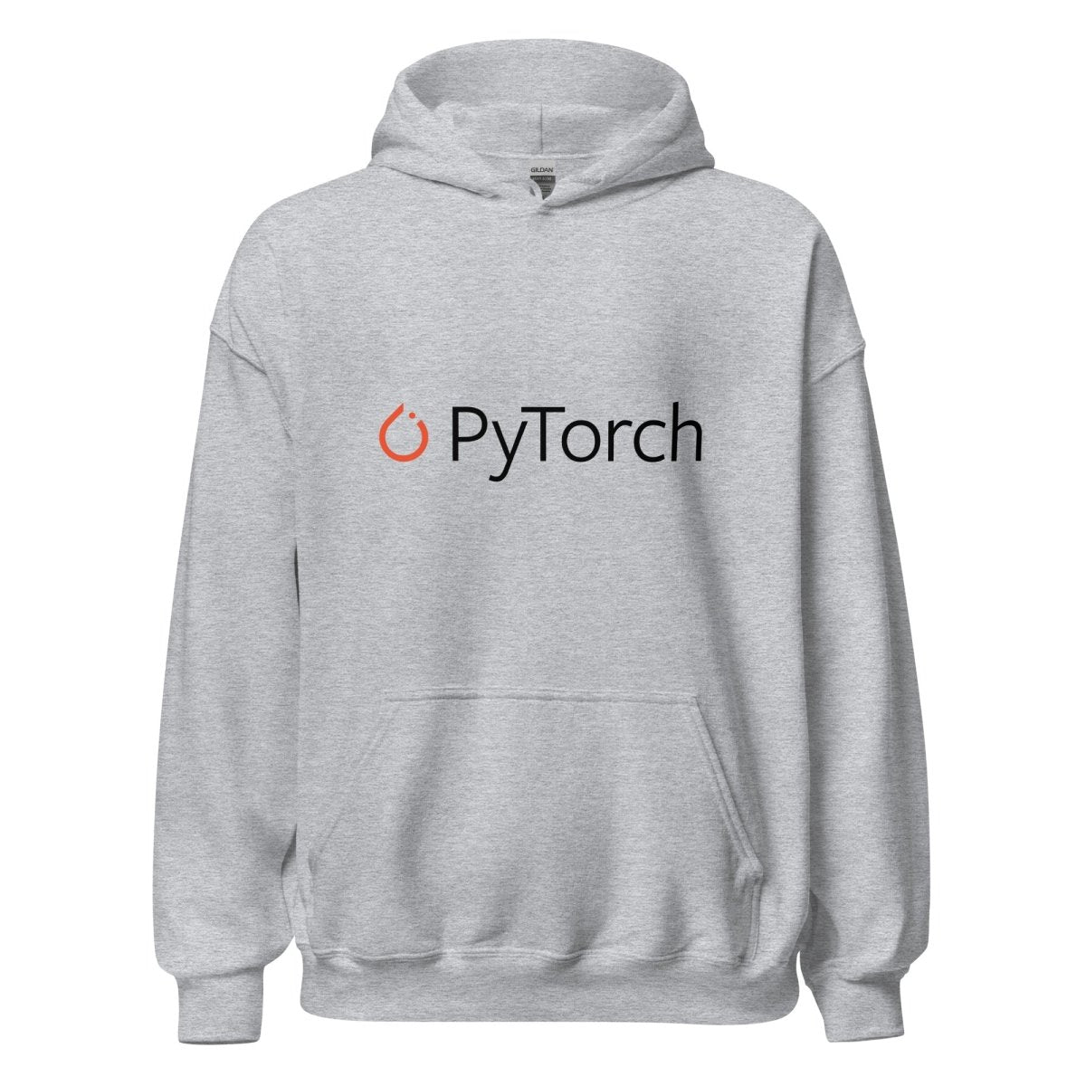 Product mockup photo of the PyTorch Black Logo Hoodie (unisex) Sport Grey / M.