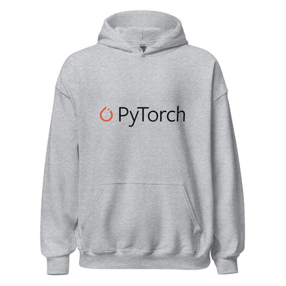 Product mockup photo of the PyTorch Black Logo Hoodie (unisex) Sport Grey / M.