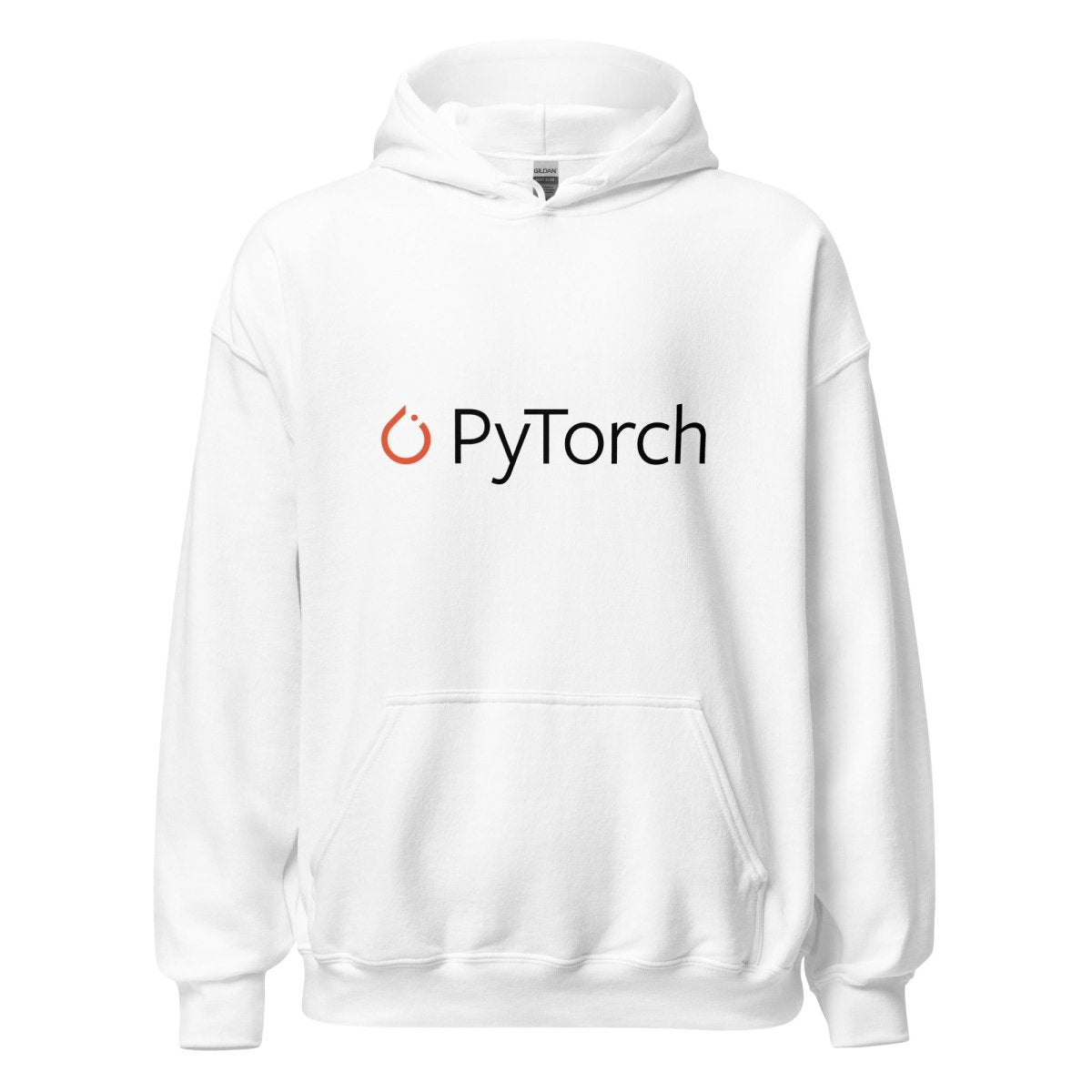Product mockup photo of the PyTorch Black Logo Hoodie (unisex) White / M.