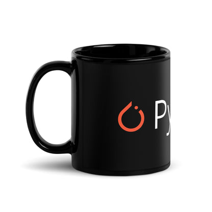 Image of the PyTorch Logo on Black Glossy Mug.