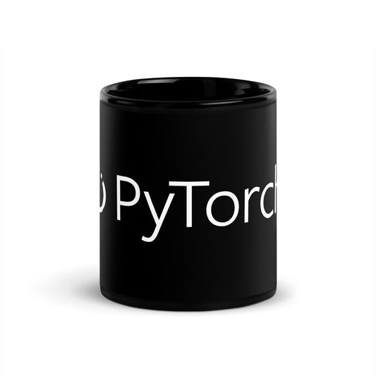 Image of the PyTorch White Logo on Black Glossy Mug 11 oz.