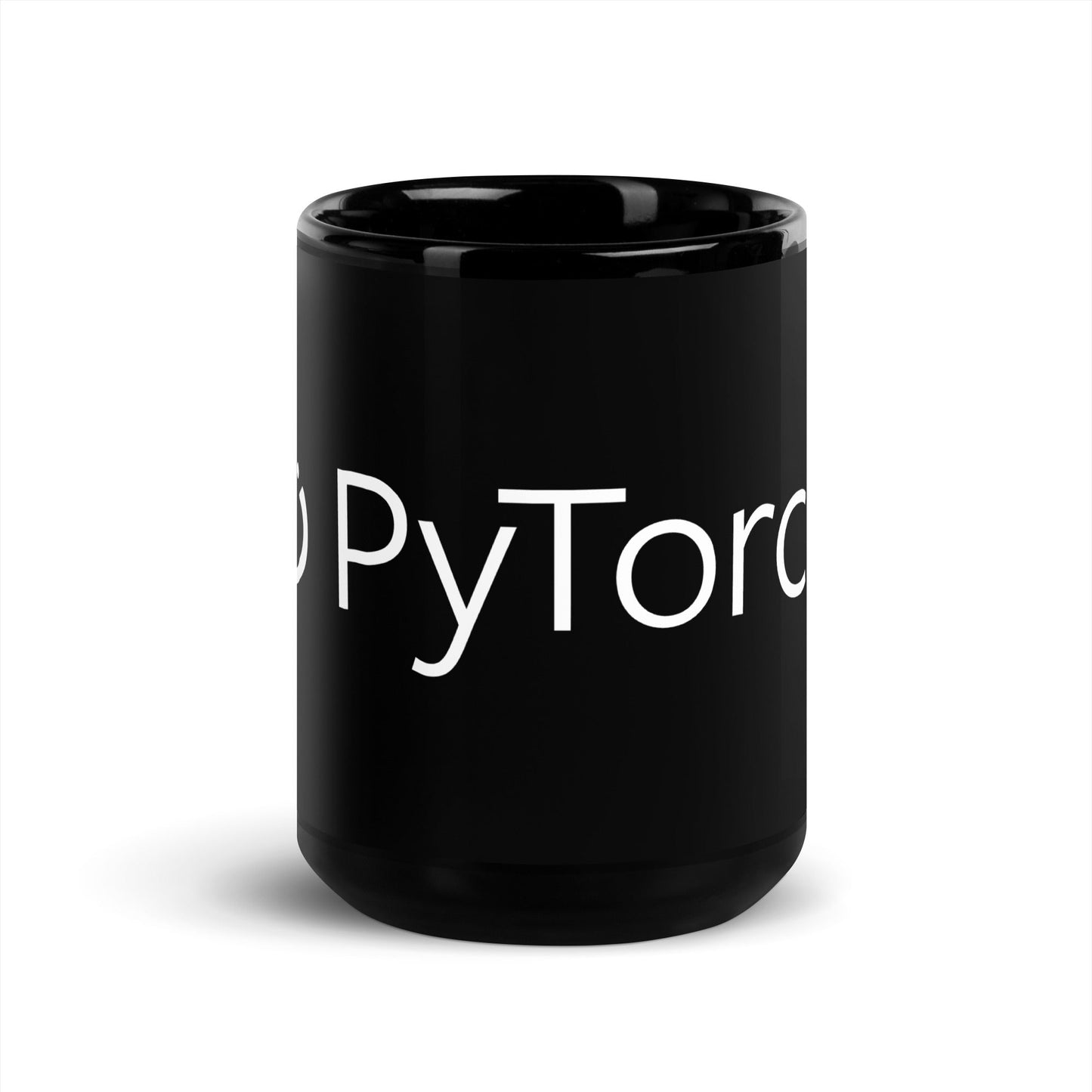 Image of the PyTorch White Logo on Black Glossy Mug 15 oz.
