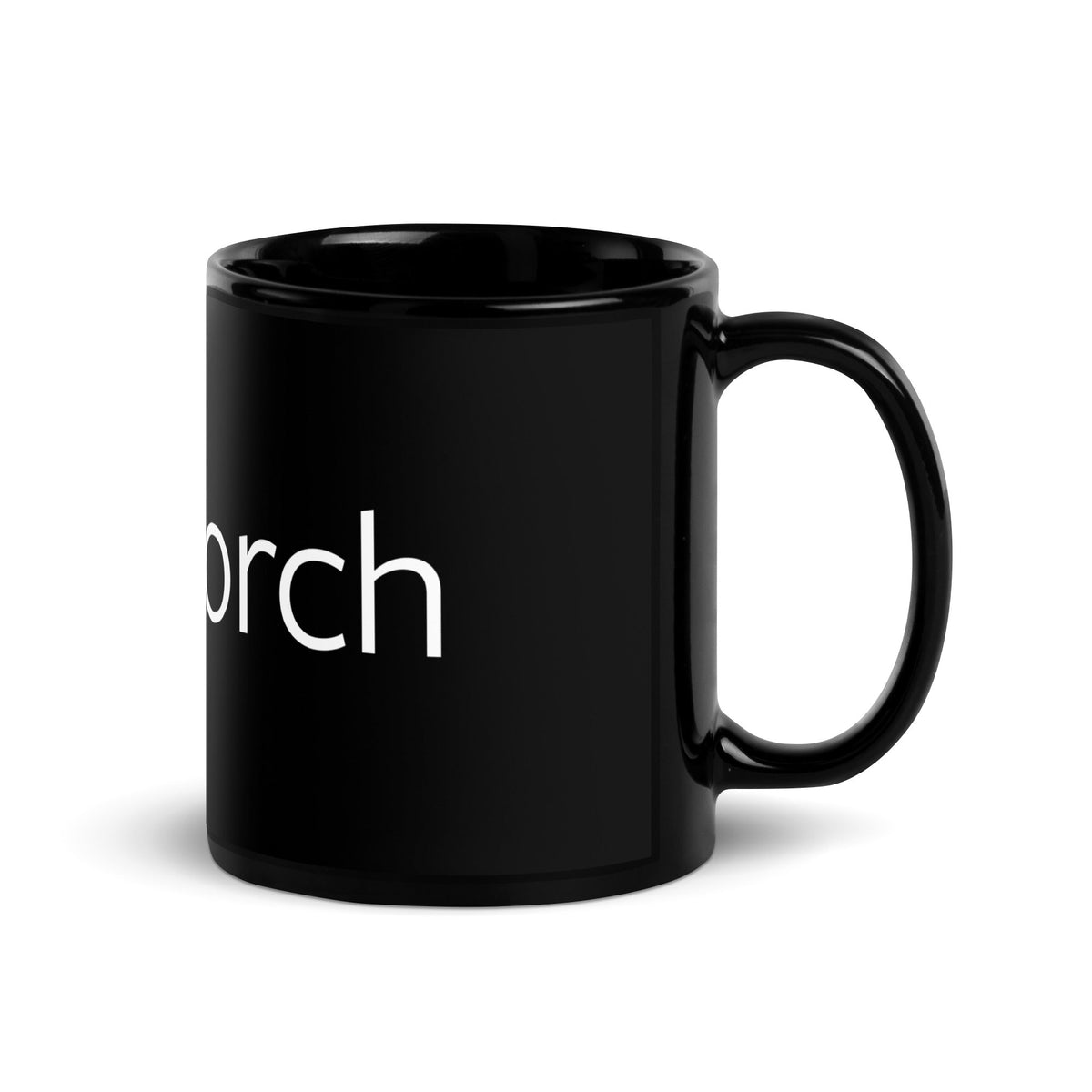 Image of the PyTorch White Logo on Black Glossy Mug.