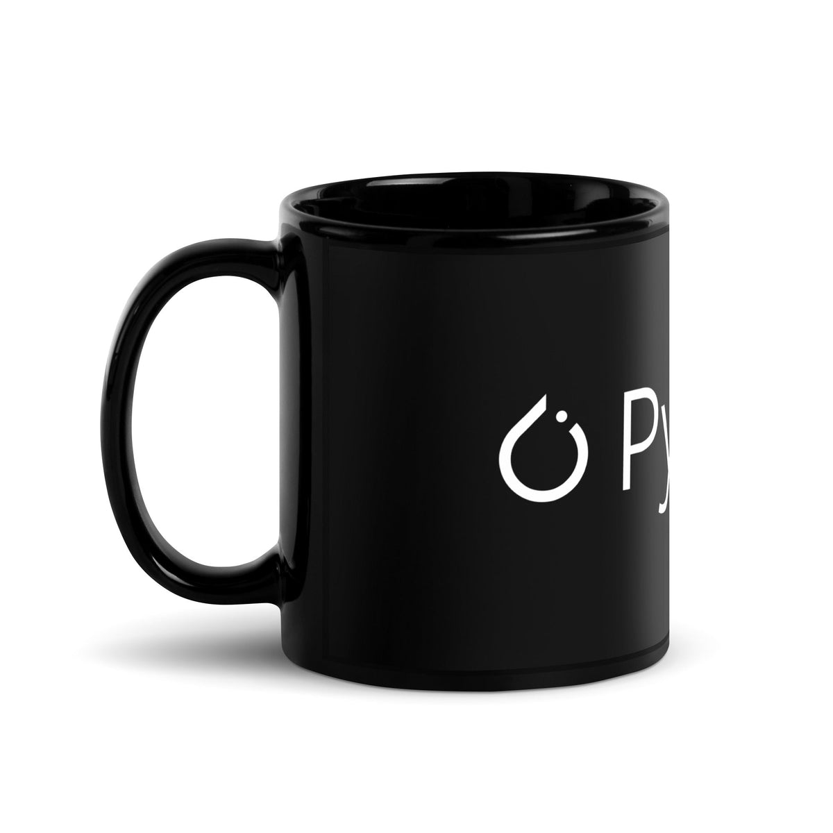 Image of the PyTorch White Logo on Black Glossy Mug.