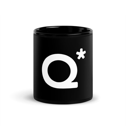 Image of the Q* (Q-Star) on Black Glossy Mug 1 11 oz.