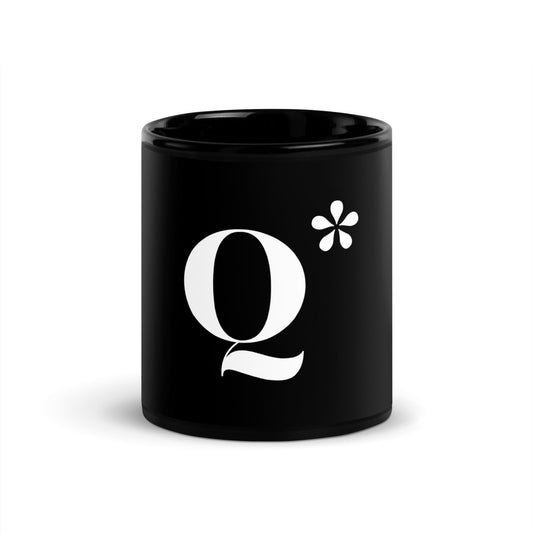 Image of the Q* (Q-Star) on Black Glossy Mug 3 11 oz.