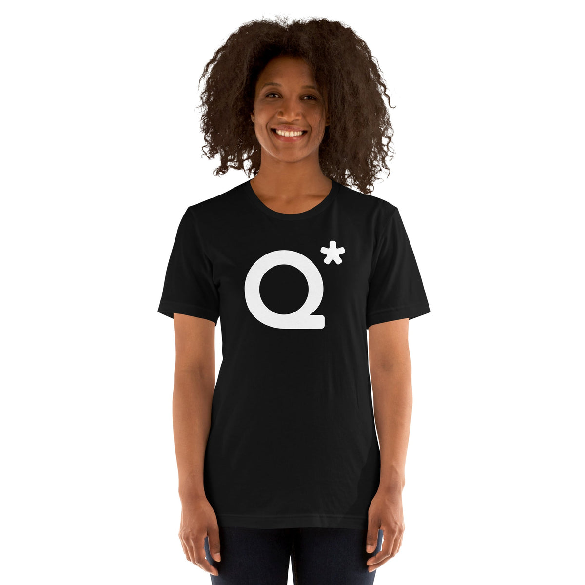 Product mockup photo of the Q* (Q Star) T Shirt 1 (unisex).