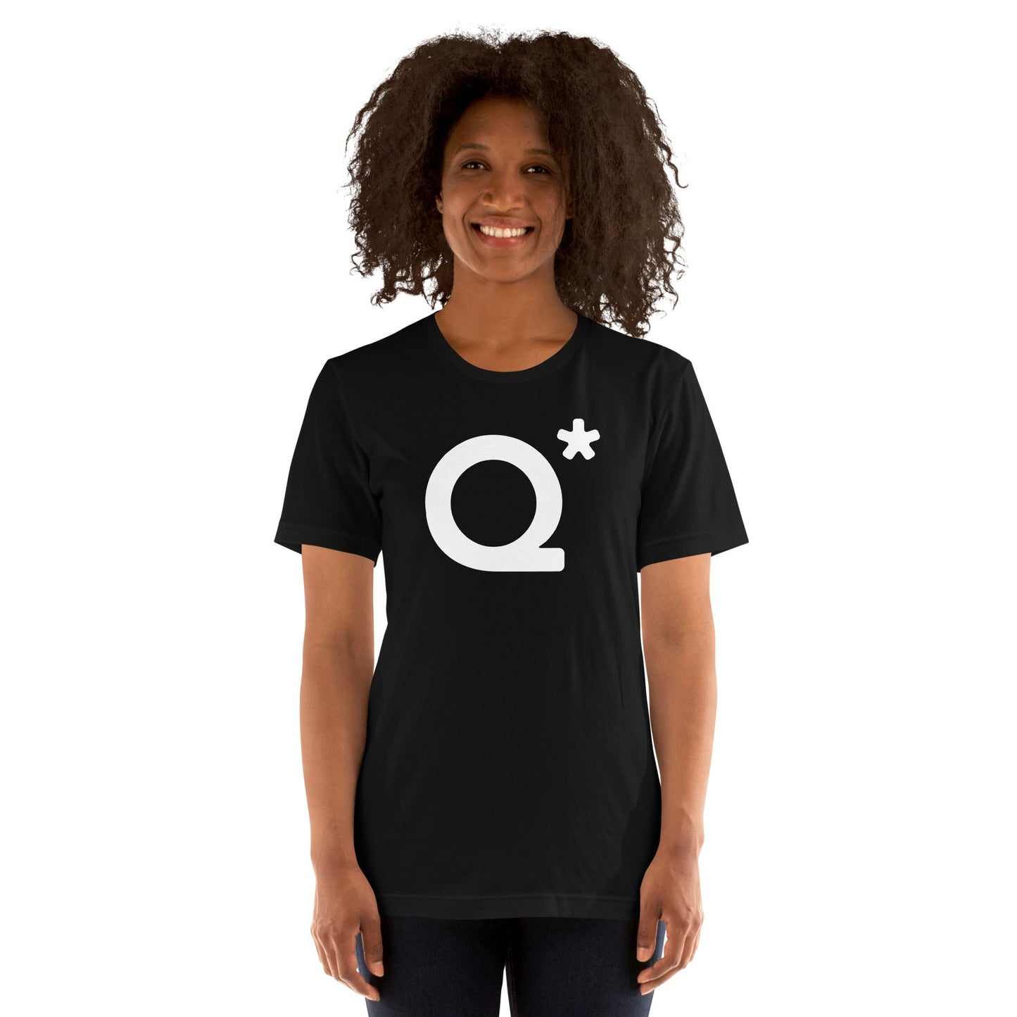 Product mockup photo of the Q* (Q Star) T Shirt 1 (unisex).