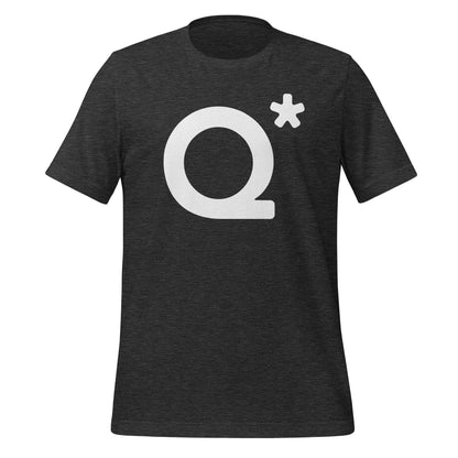 Product mockup photo of the Q* (Q Star) T Shirt 1 (unisex) Dark Grey Heather / M.