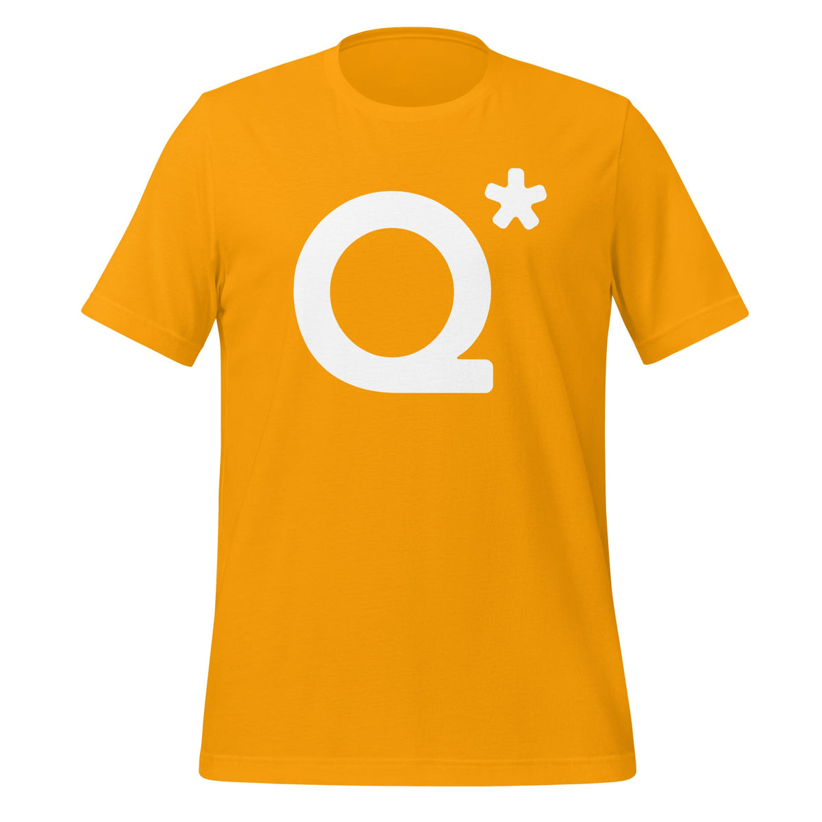 Product mockup photo of the Q* (Q Star) T Shirt 1 (unisex) Gold / M.