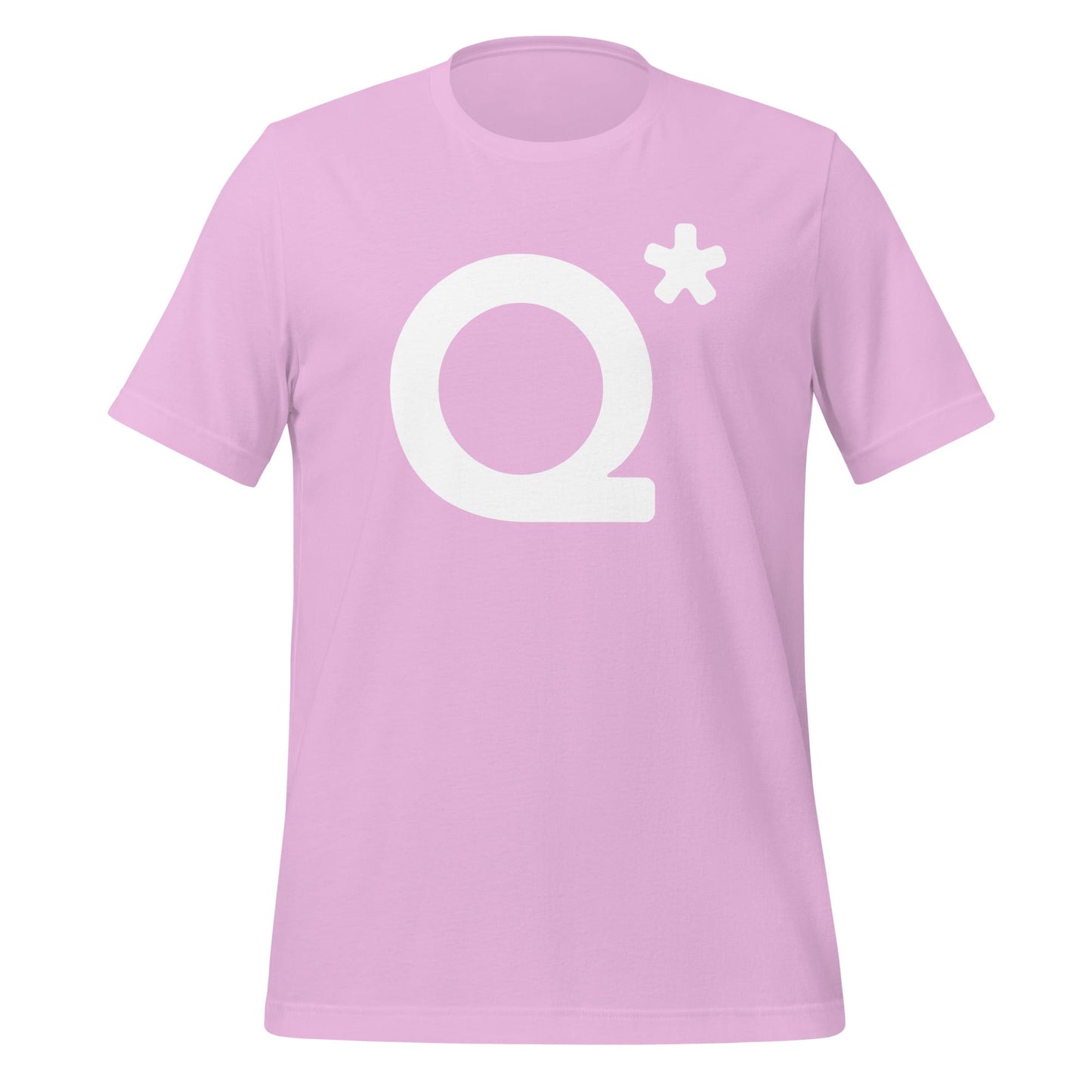 Product mockup photo of the Q* (Q Star) T Shirt 1 (unisex) Lilac / M.