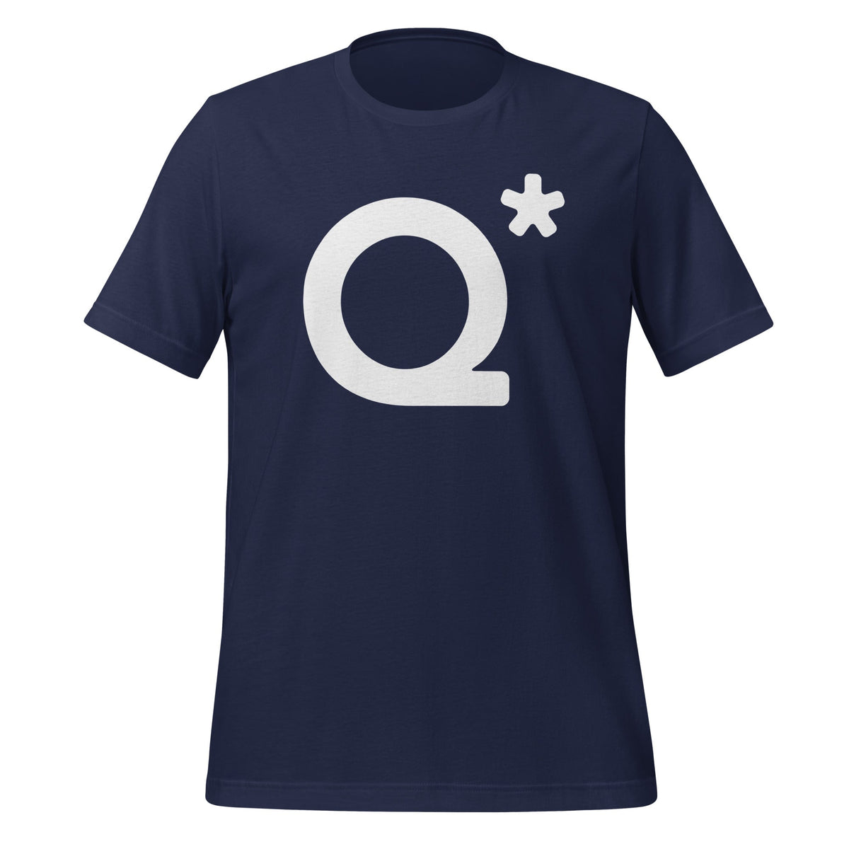 Product mockup photo of the Q* (Q Star) T Shirt 1 (unisex) Navy / M.