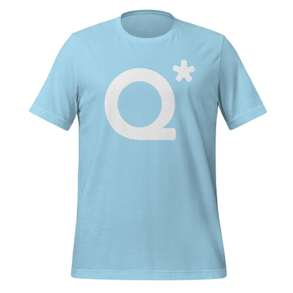 Product mockup photo of the Q* (Q Star) T Shirt 1 (unisex) Ocean Blue / M.