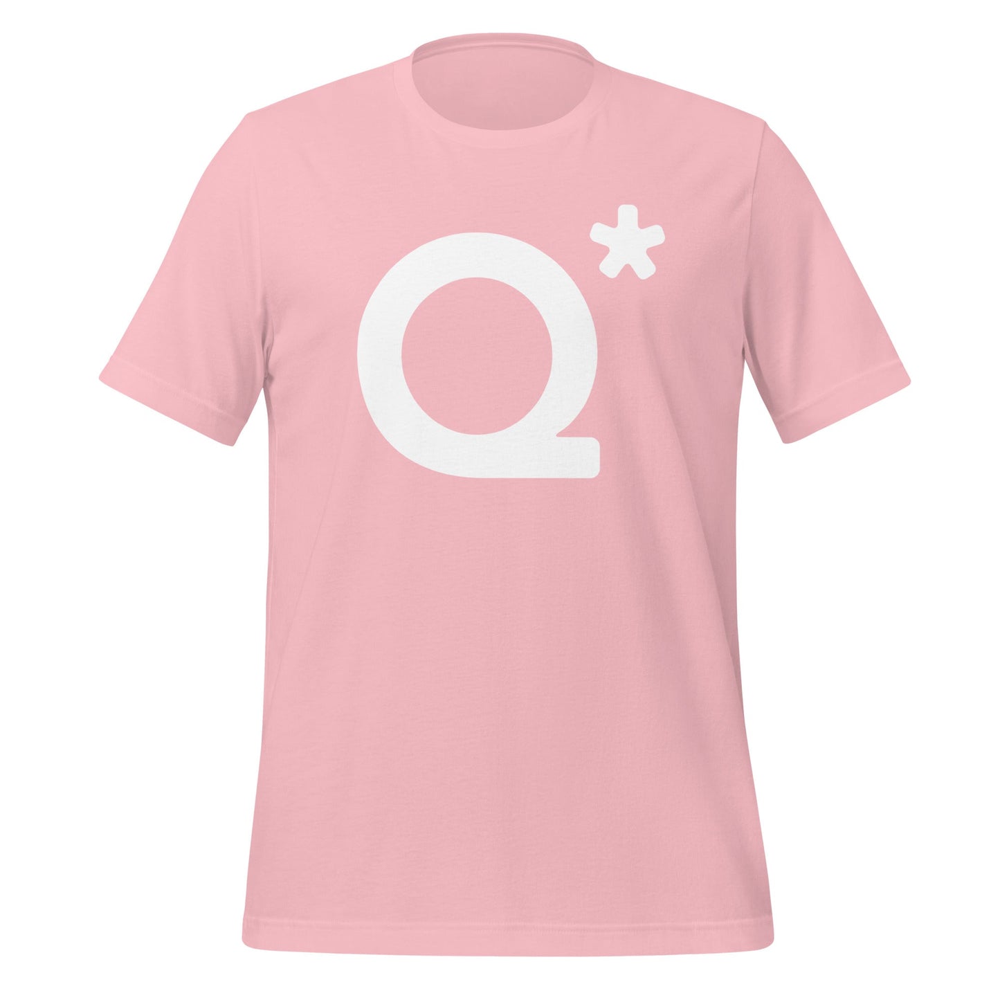 Product mockup photo of the Q* (Q Star) T Shirt 1 (unisex) Pink / M.