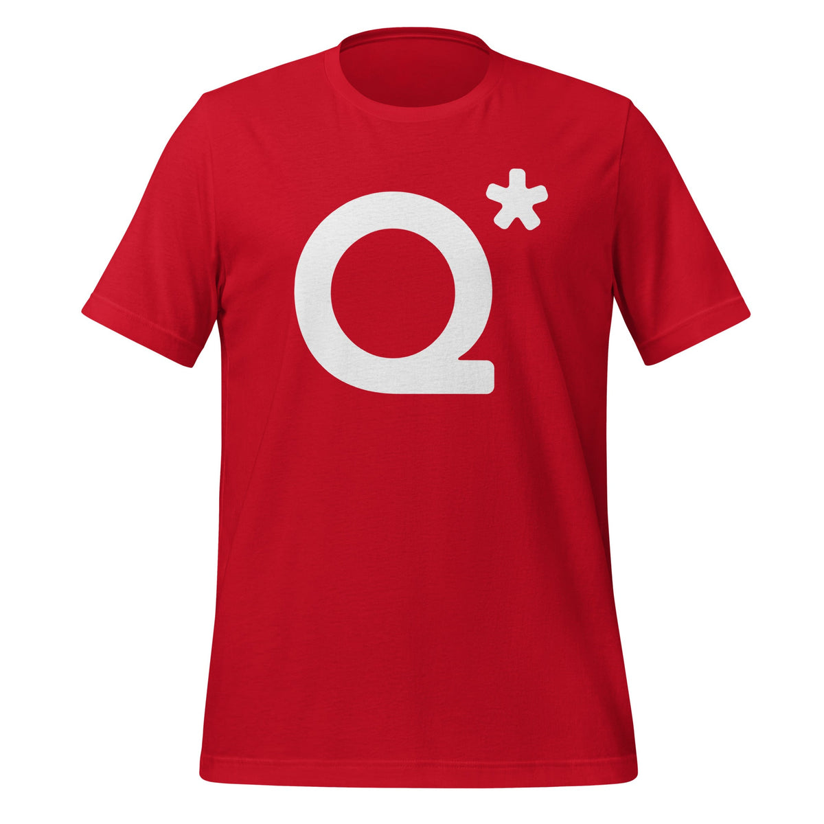 Product mockup photo of the Q* (Q Star) T Shirt 1 (unisex) Red / M.