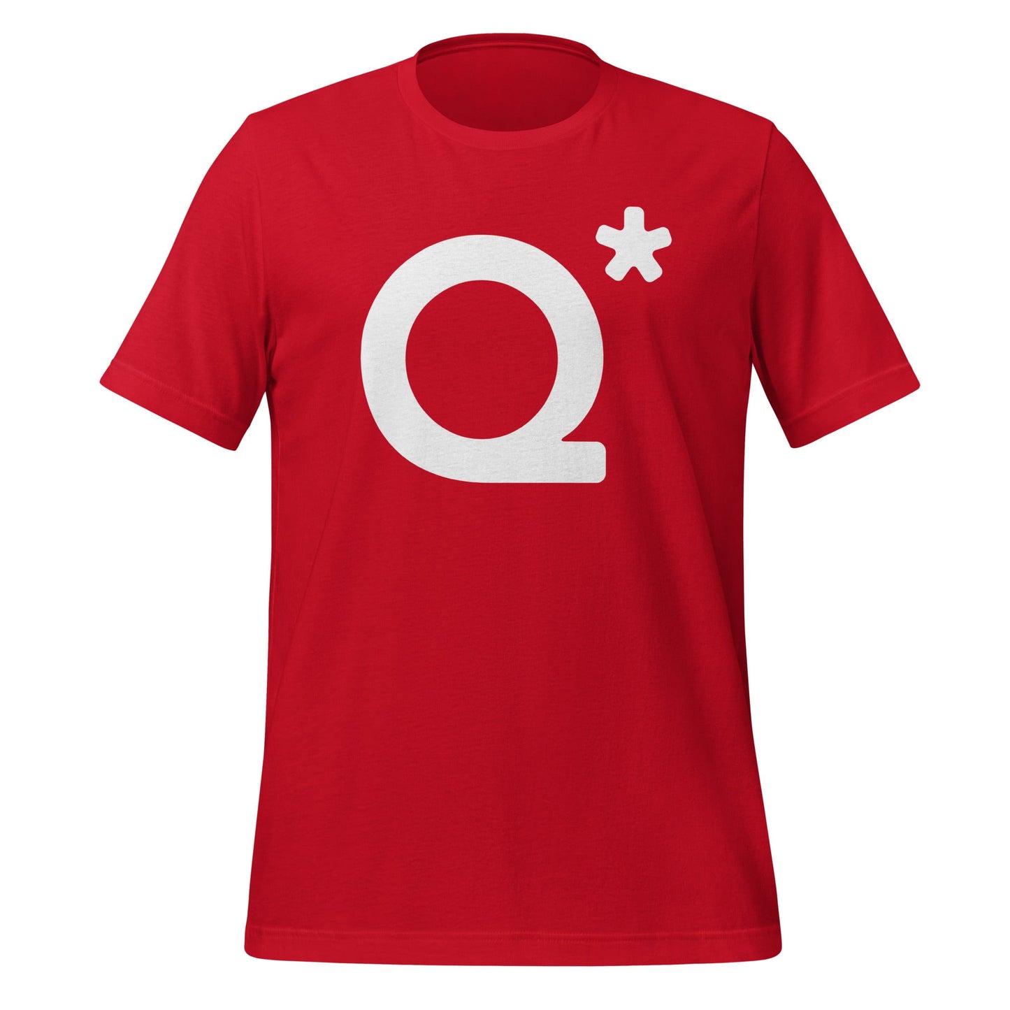 Product mockup photo of the Q* (Q Star) T Shirt 1 (unisex) Red / M.
